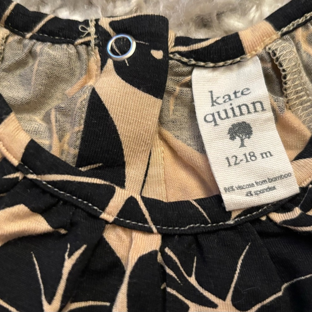 Kate Quinn Tan and Black Leaf Print One-Piece Bodysuit - 12-18m - Picture 3 of 4